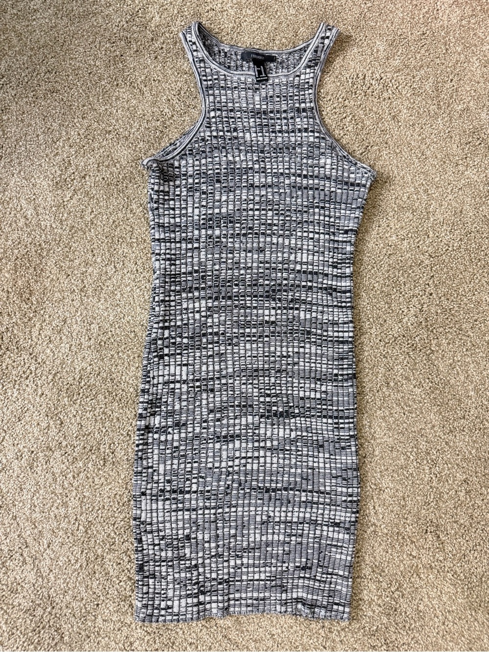 Forever 21 Black and White Ribbed Tank Mini Dress
